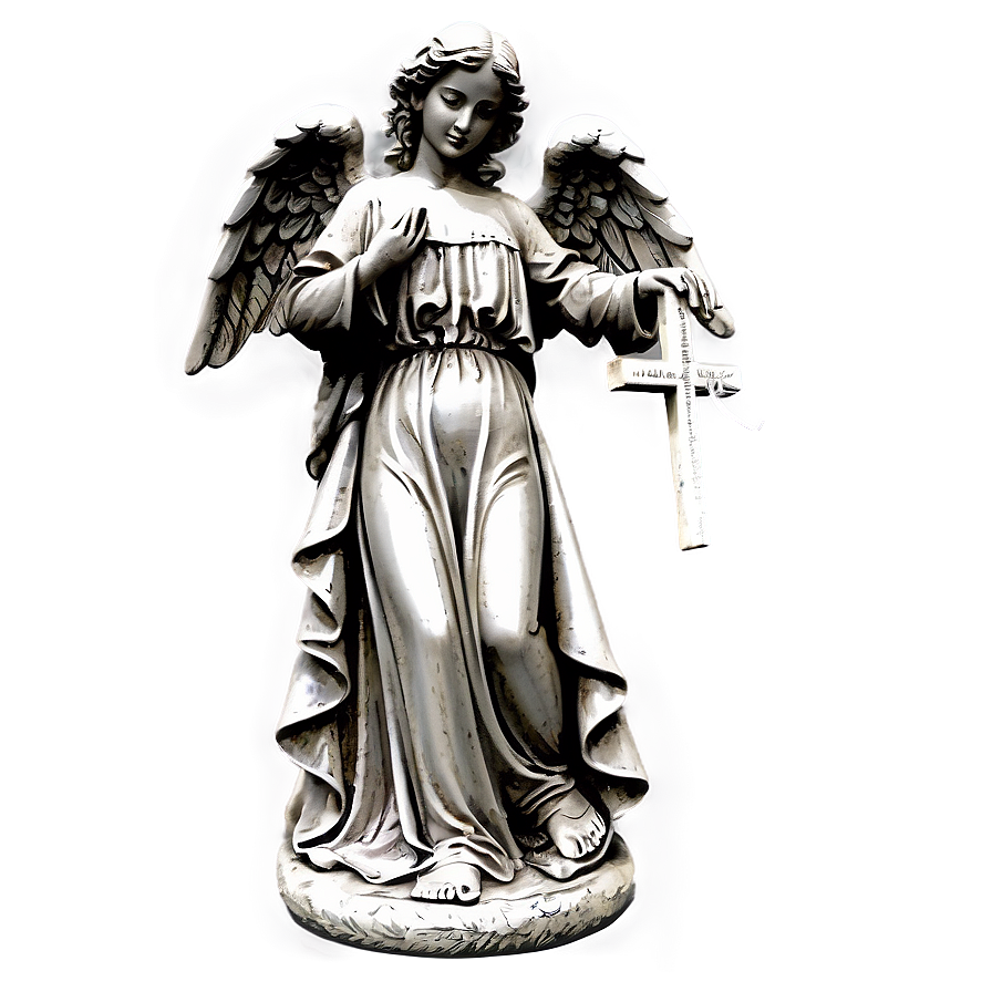 Angel Holding Cross Statue Png 24