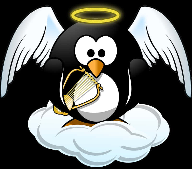 Angel Penguin Cartoon Illustration