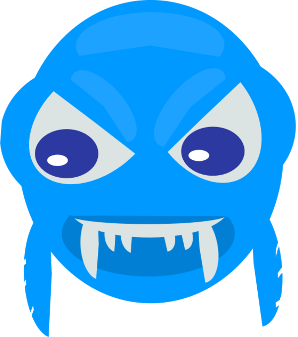 Angry Blue Cartoon Monster