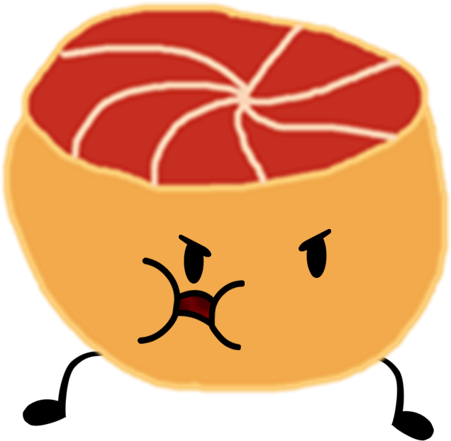 Angry Cartoon Grapefruit Character