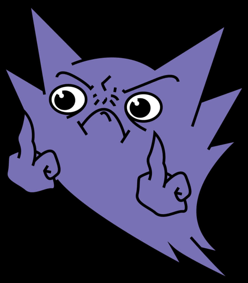 Angry Cat Cartoon Gesturing Double Middle Finger