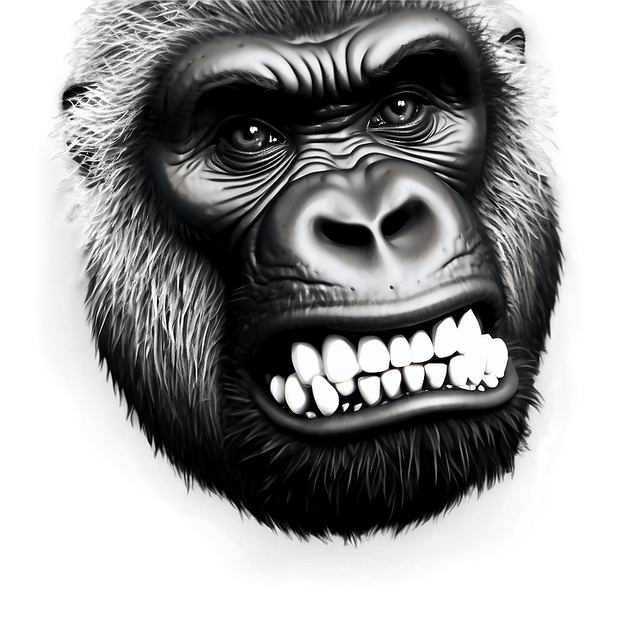 Angry Gorilla Black And White Png Vwc