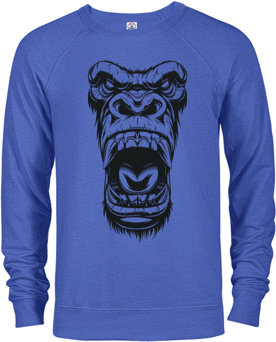 Angry Gorilla Graphic Blue Sweatshirt