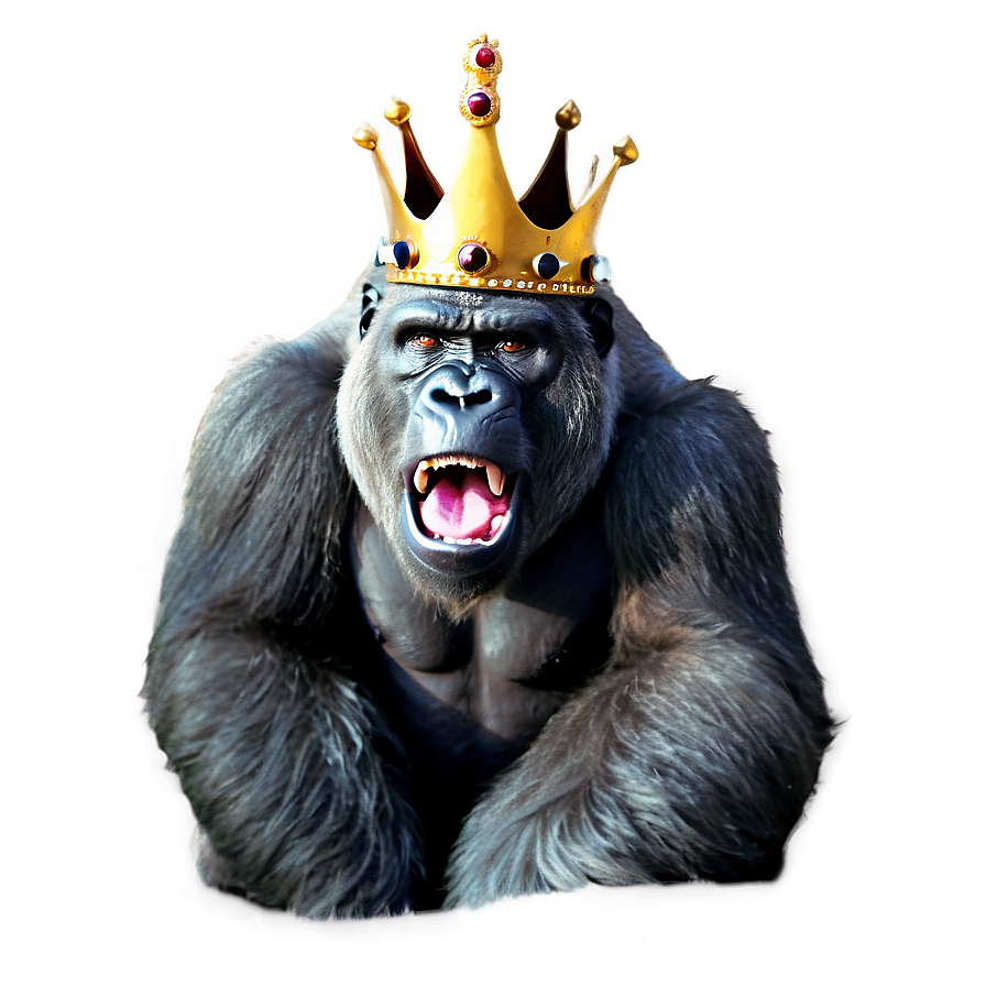 Angry Gorilla With Crown Png Obo