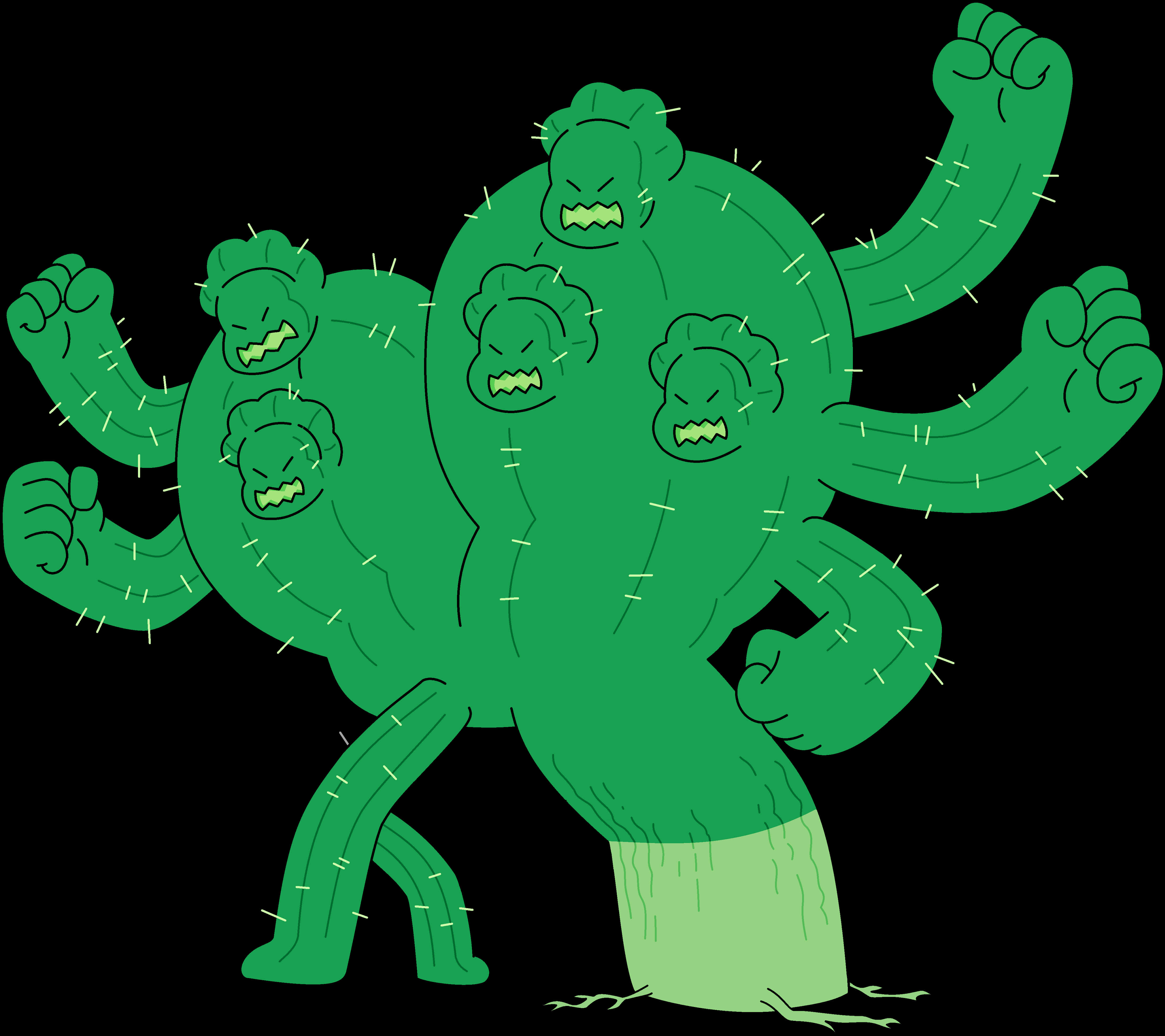 Angry Monster Cactus Cartoon