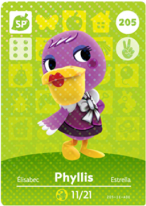 Animal Crossing Phyllis Amiibo Card205