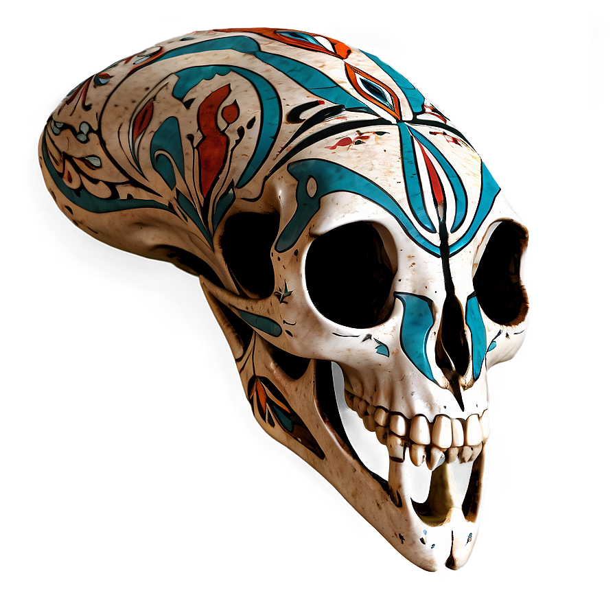 Animal Skull With Tribal Pattern Png Xav