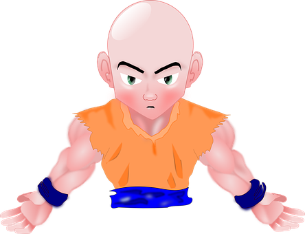 Animated Bald Character Floating