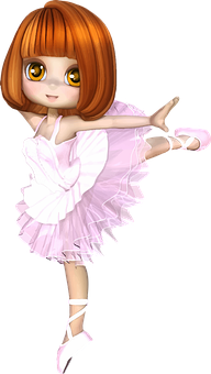 Animated Ballerinain Pink Dress