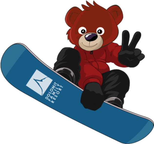 Animated Bear Snowboarding Peace Sign