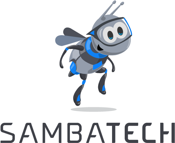 Animated Bee Mascot Samba Tech Logo