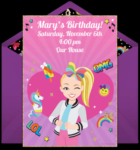 Animated Birthday Invitation Jojo Siwa Theme