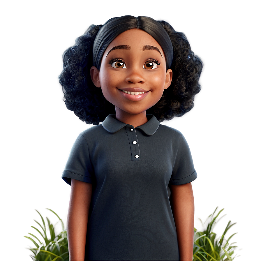 Animated Black Girl With Book Cartoon Png 06252024