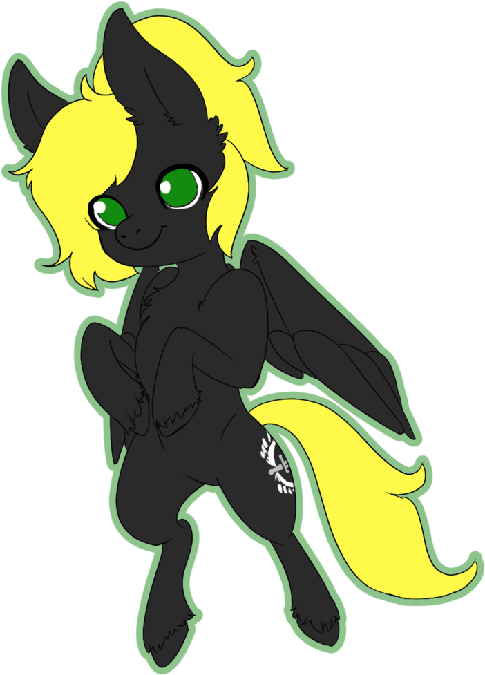 Animated Black Pegasuswith Yellow Mane