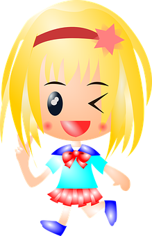 Animated Blonde Girl Cartoon Character