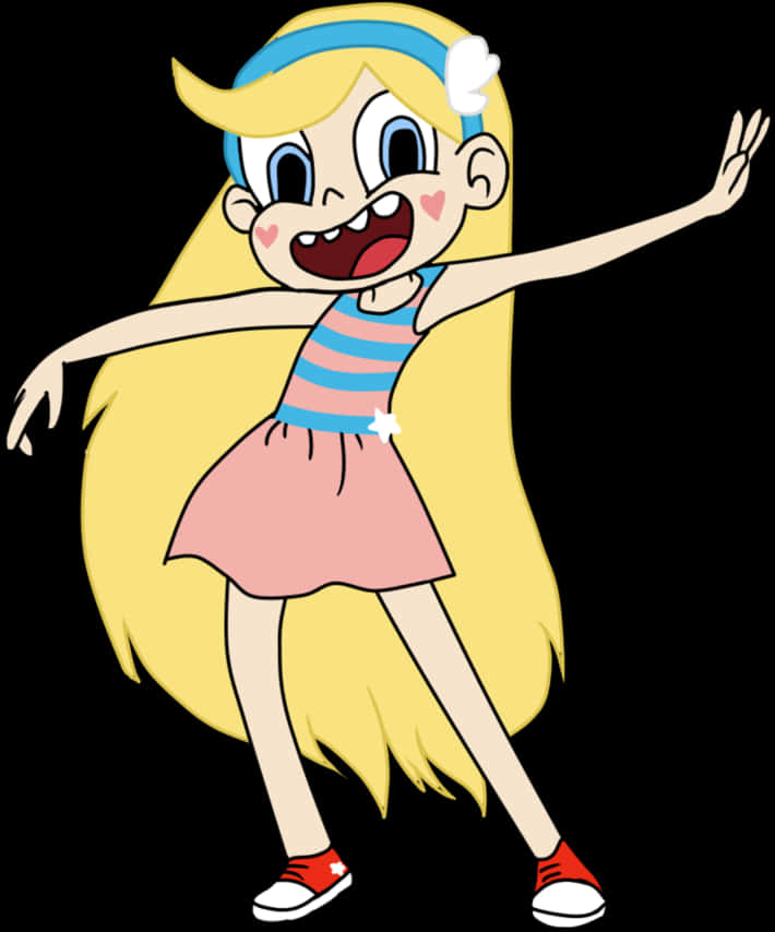 Animated Blonde Girl Cheerful Pose