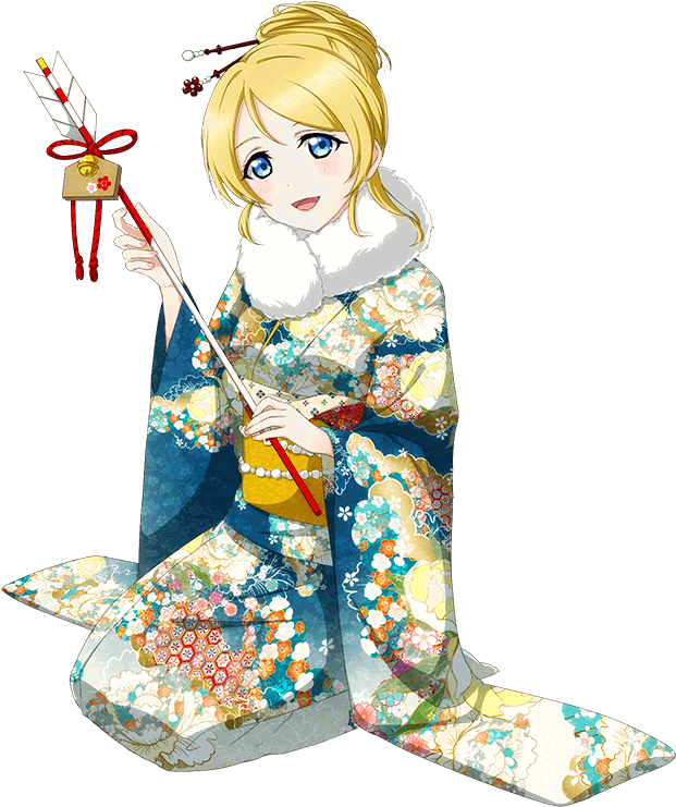 Animated Blonde Girlin Traditional Kimono