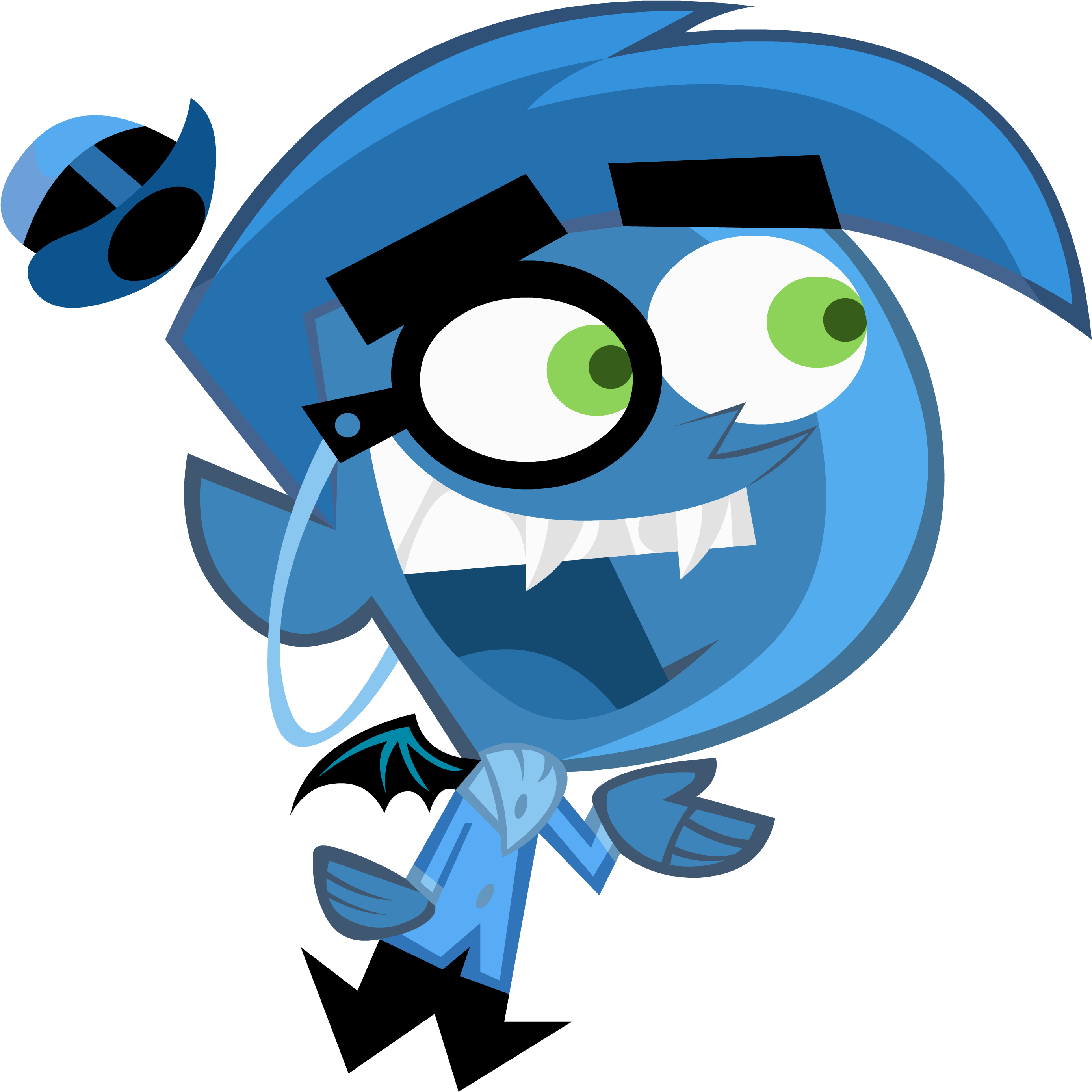 Animated Blue Character Laughing