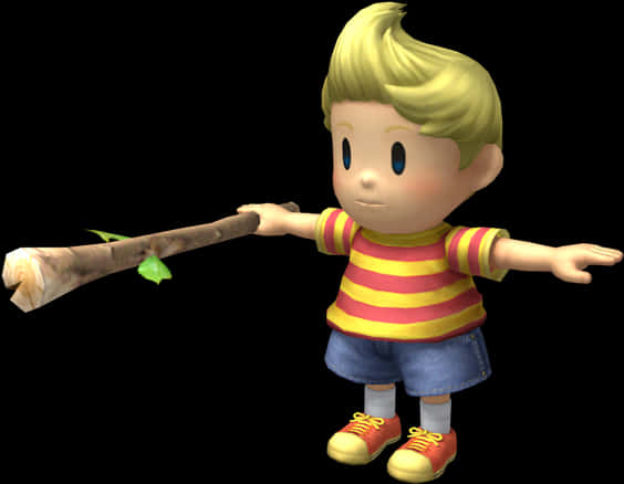 Animated Boy With Stick