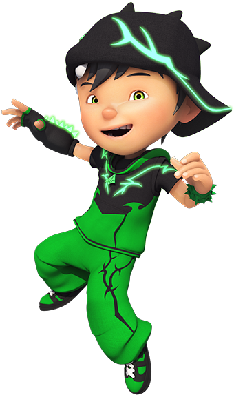 Animated Boyin Green Outfit Pointing