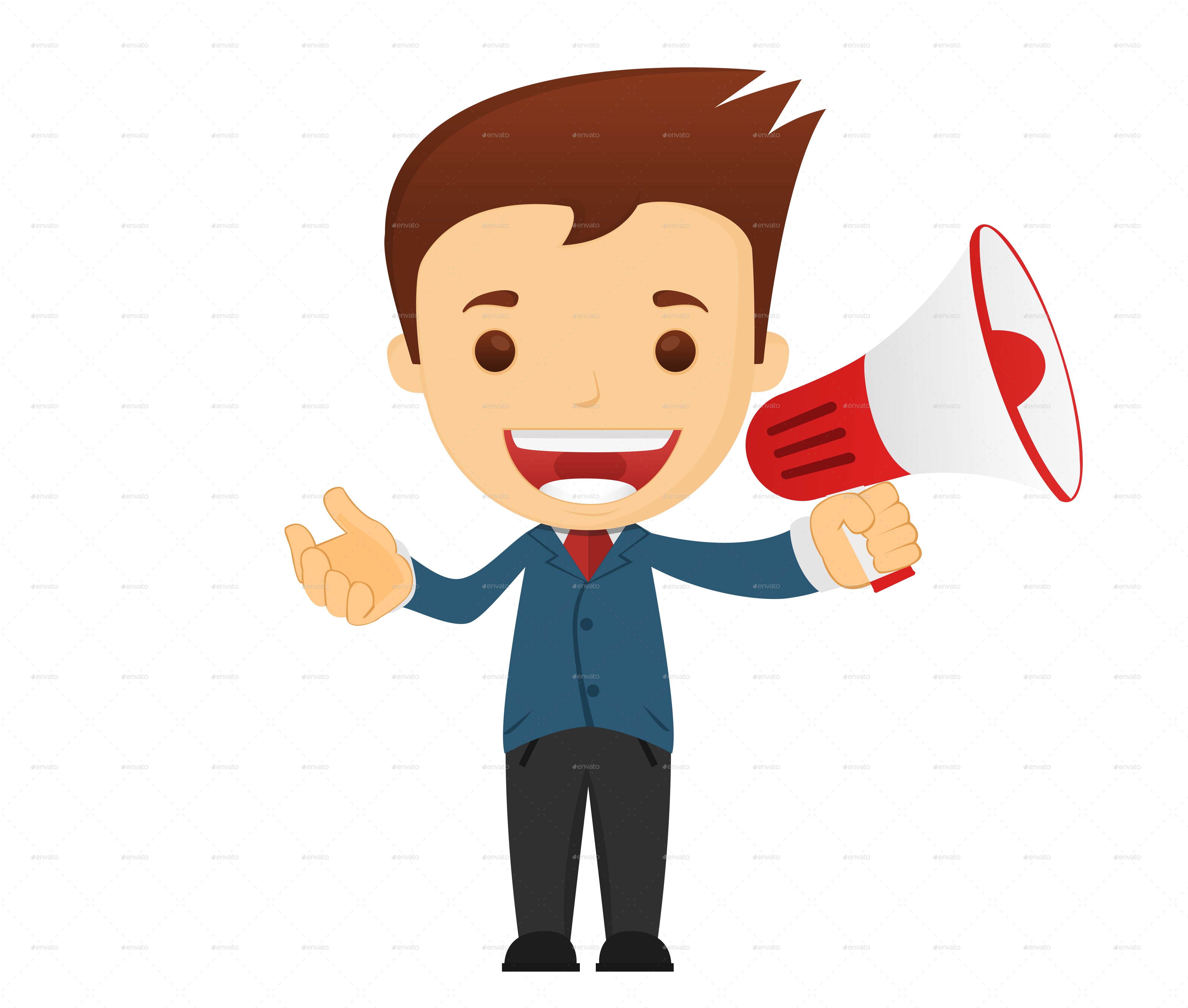 Animated Businessmanwith Megaphone