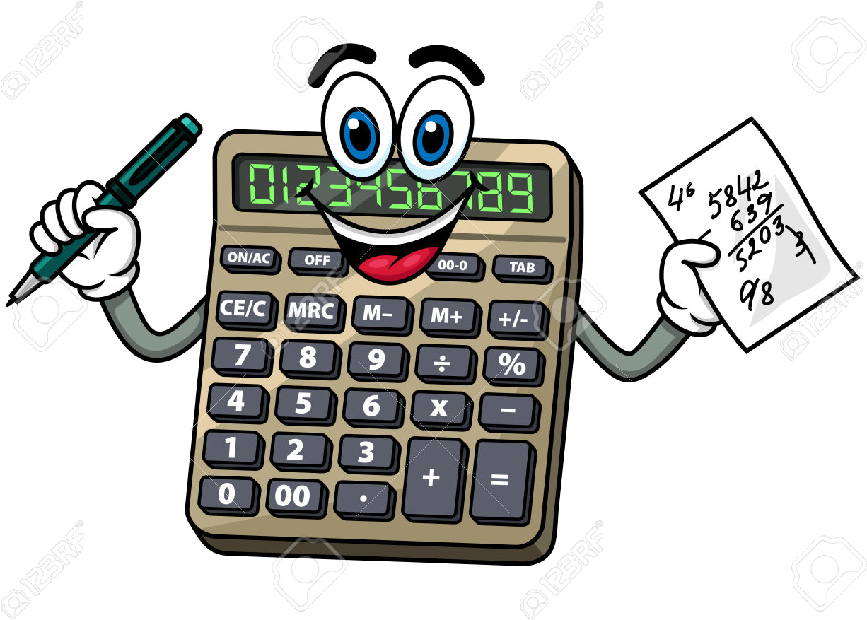 Animated Calculator Character Holding Penand Note