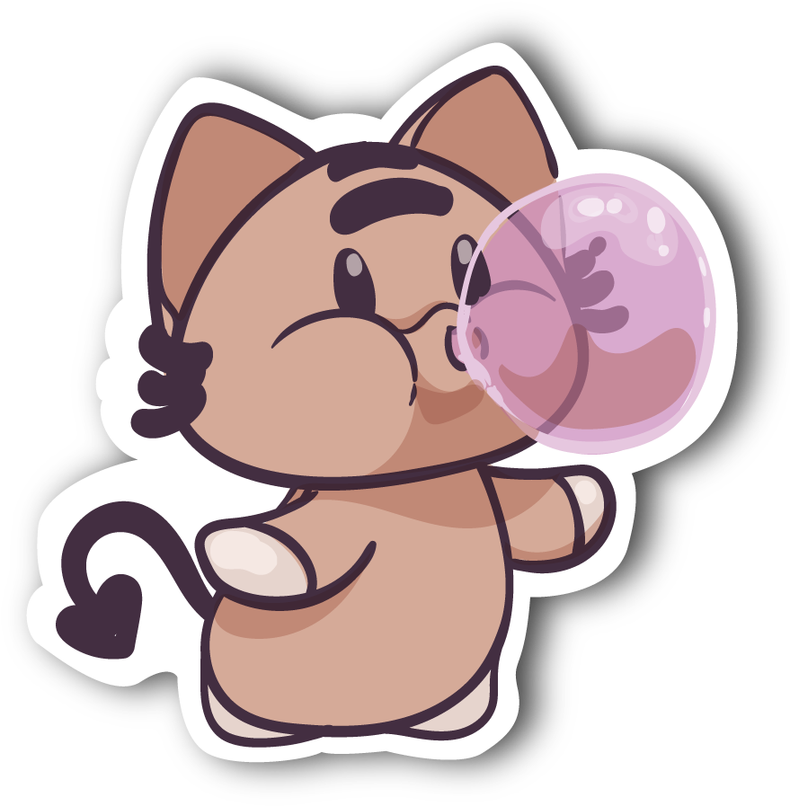Animated Cat Blowing Bubble