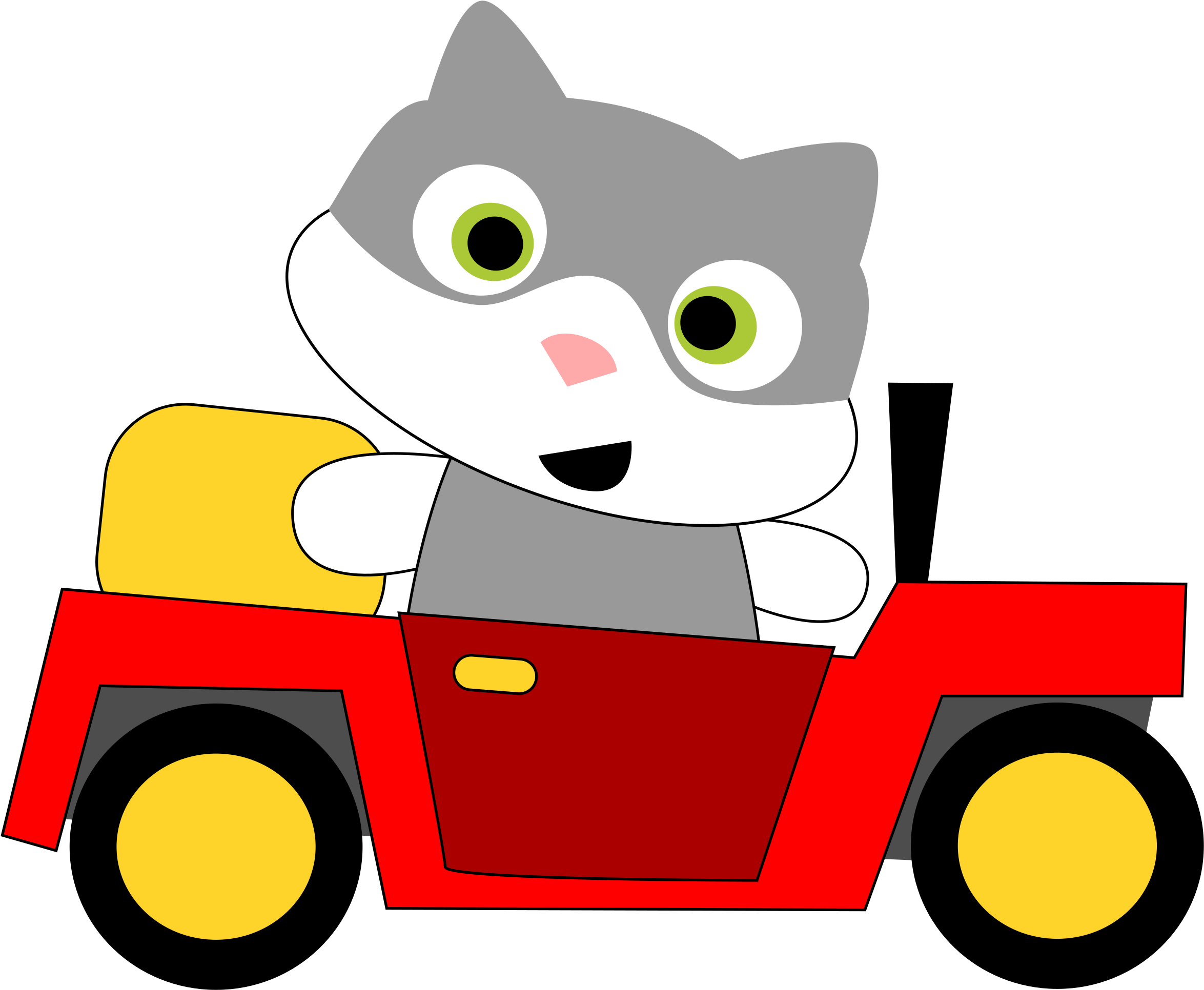 Animated Cat Driving Cartoon Vehicle