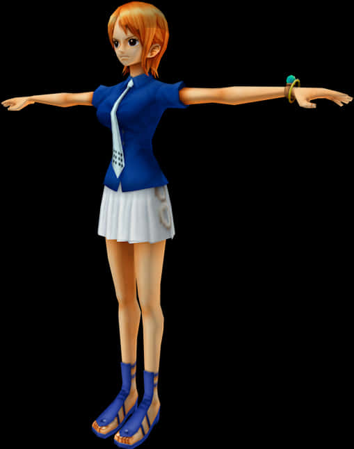 Animated Character Blue Top White Skirt