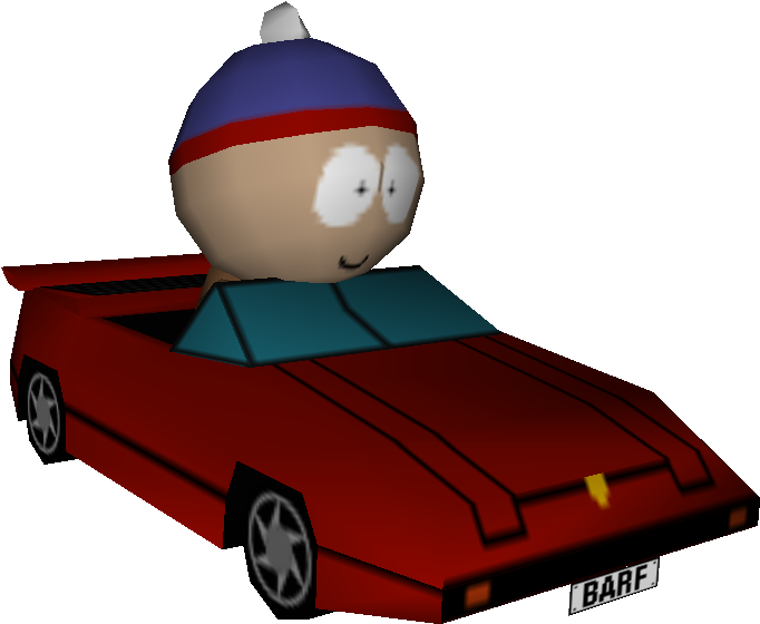 Animated Character Driving Red Sports Car