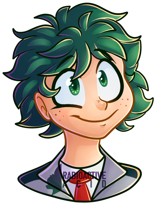 Animated Character Green Hair Red Tie