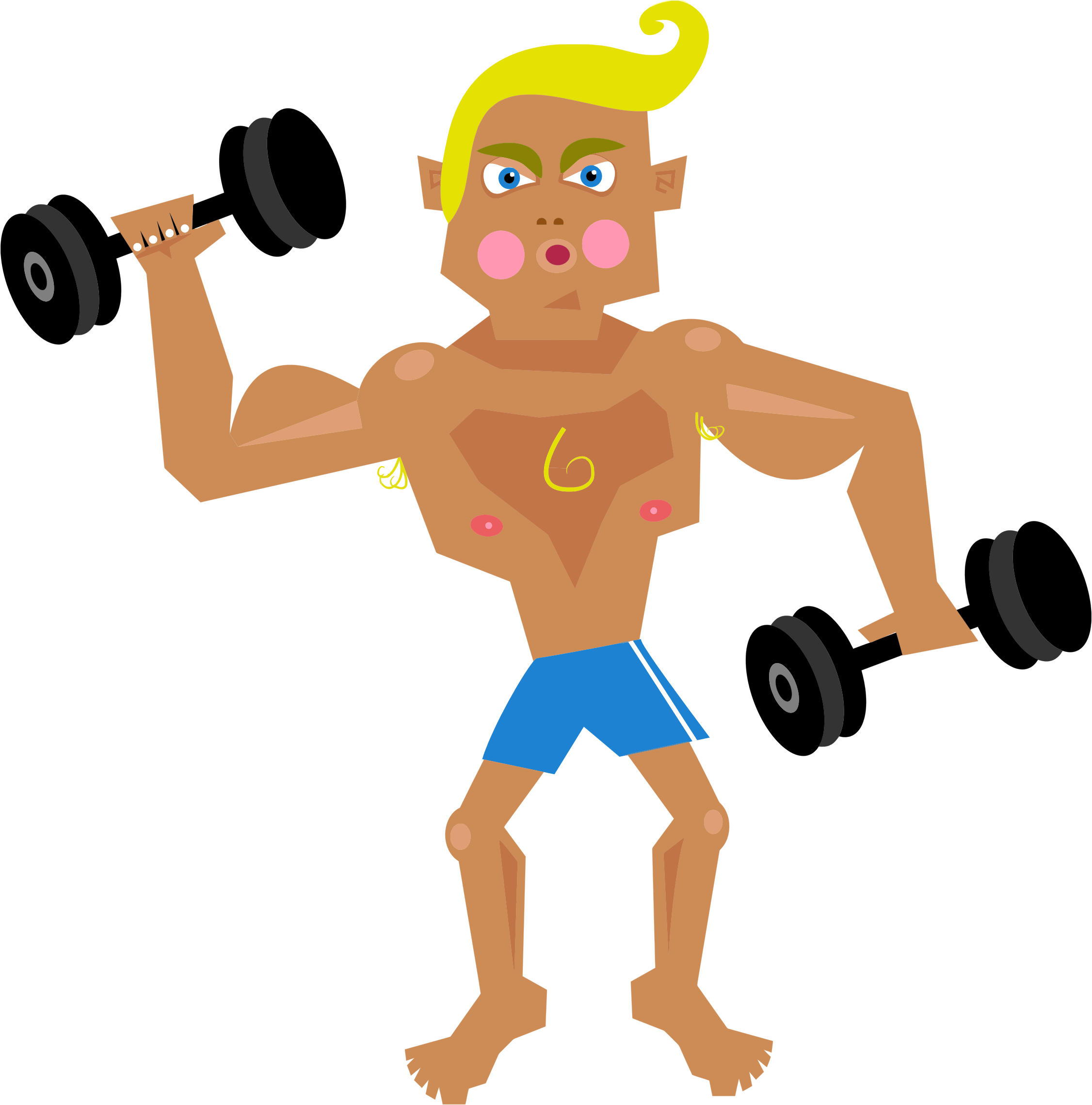 Animated Character Performing Dumbbell Curls