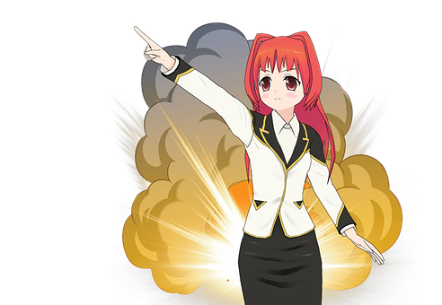 Animated Character Pointing With Explosion Background