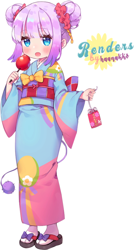 Animated Characterin Colorful Kimono