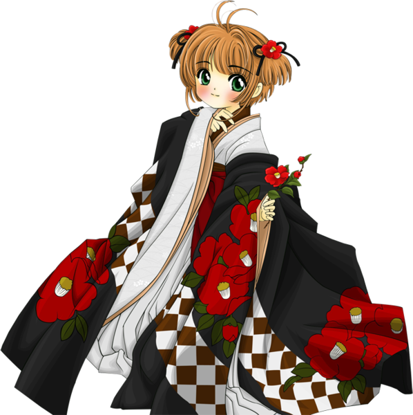 Animated Characterin Floral Kimono