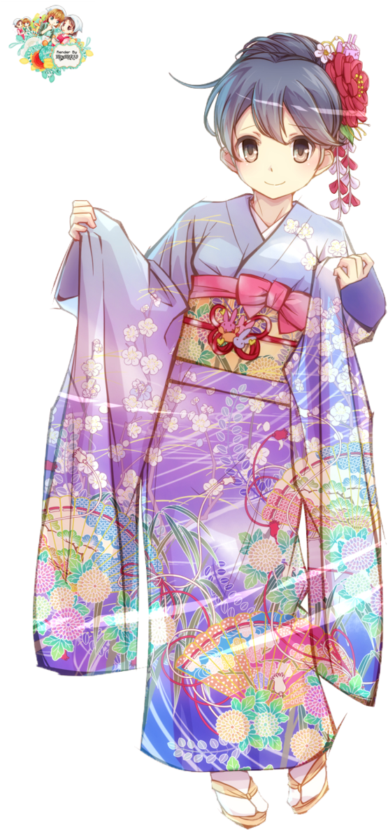 Animated Characterin Floral Kimono