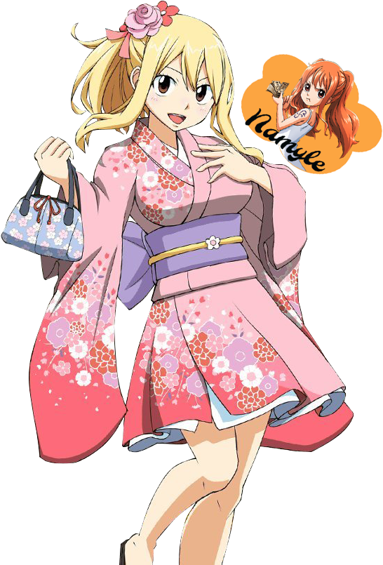 Animated Characterin Pink Kimono