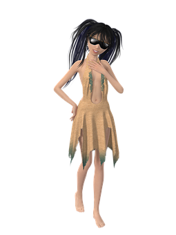 Animated Characterin Sunglassesand Dress