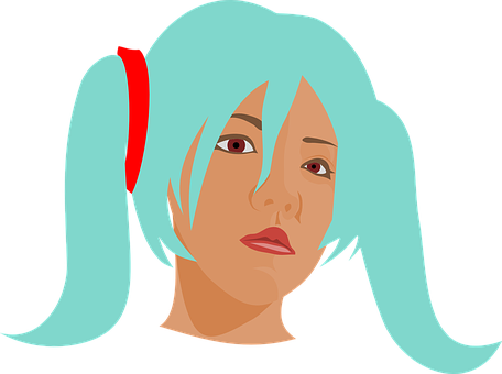 Animated Characterwith Blue Hairand Red Clip