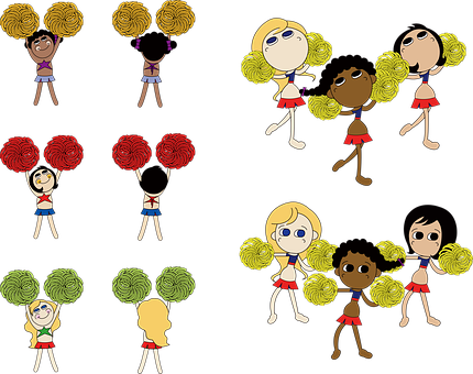 Animated Cheerleader Team Diversity