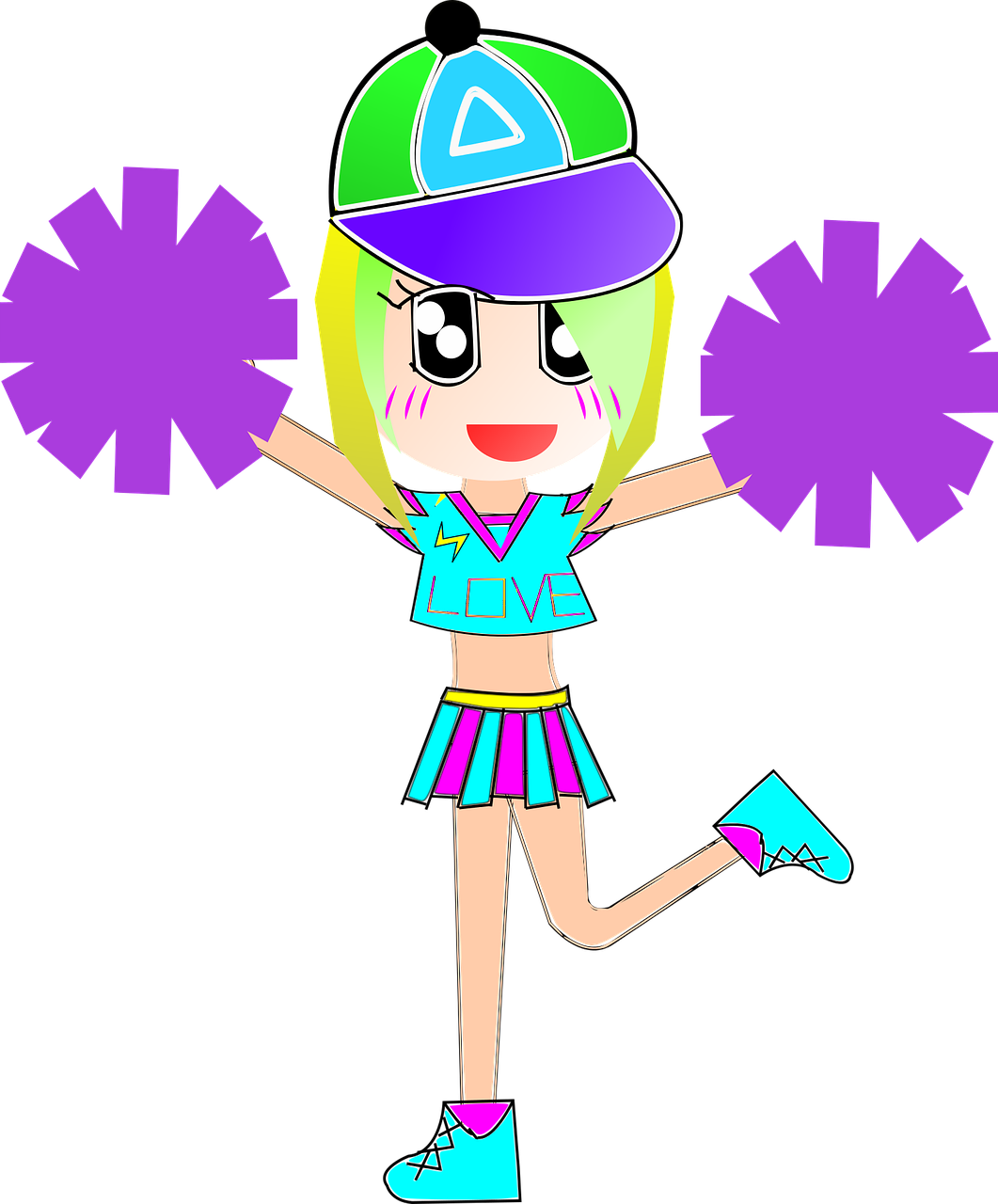 Animated Cheerleaderwith Pom Poms