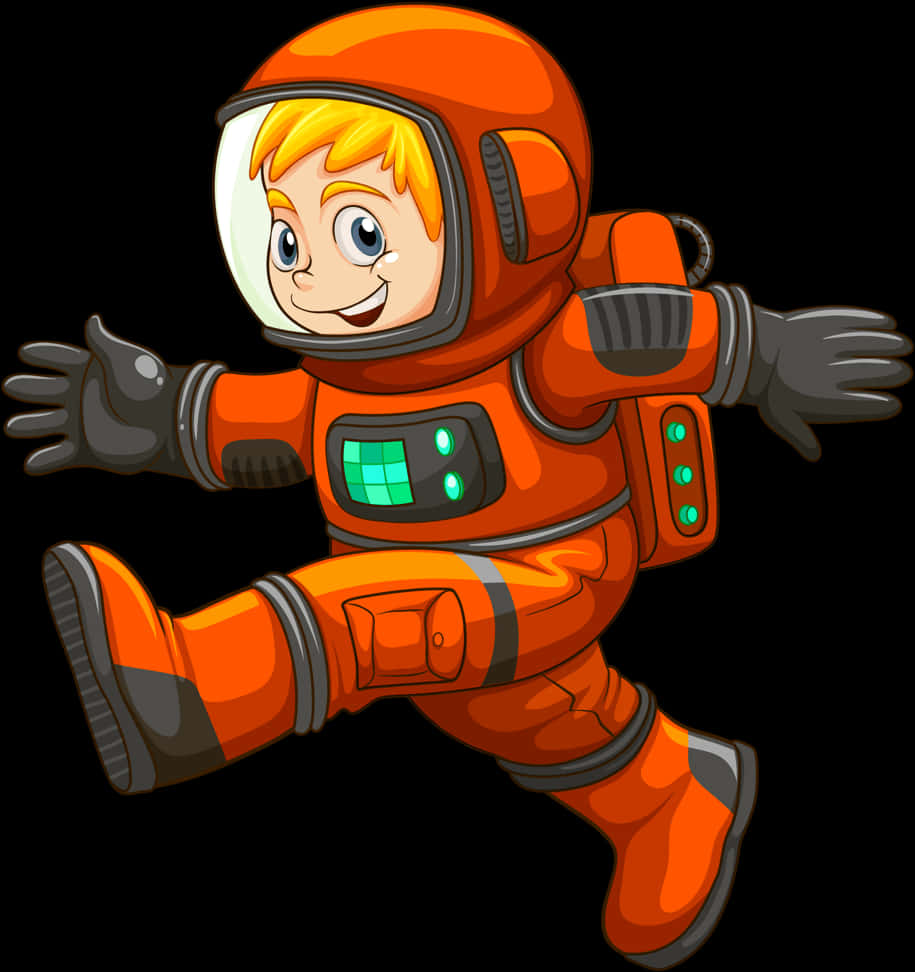 Animated Child Astronaut Floating