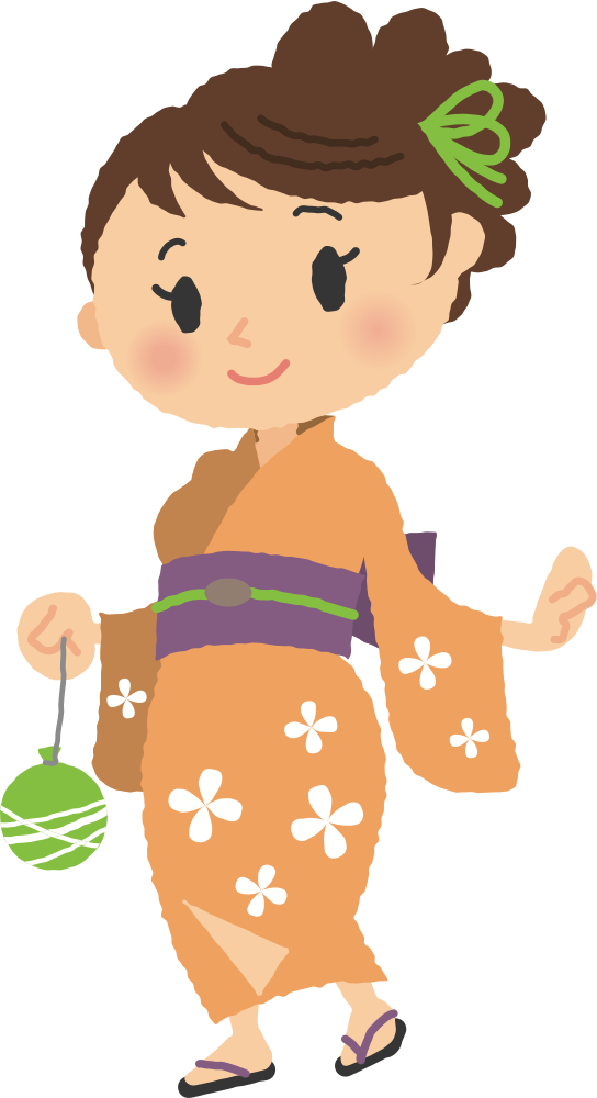 Animated Childin Orange Kimono