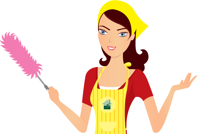 Animated Cleaning Ladywith Feather Duster