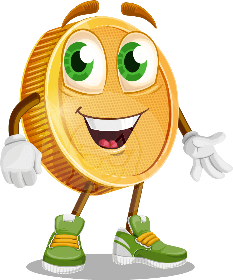Animated Coin Character Smiling