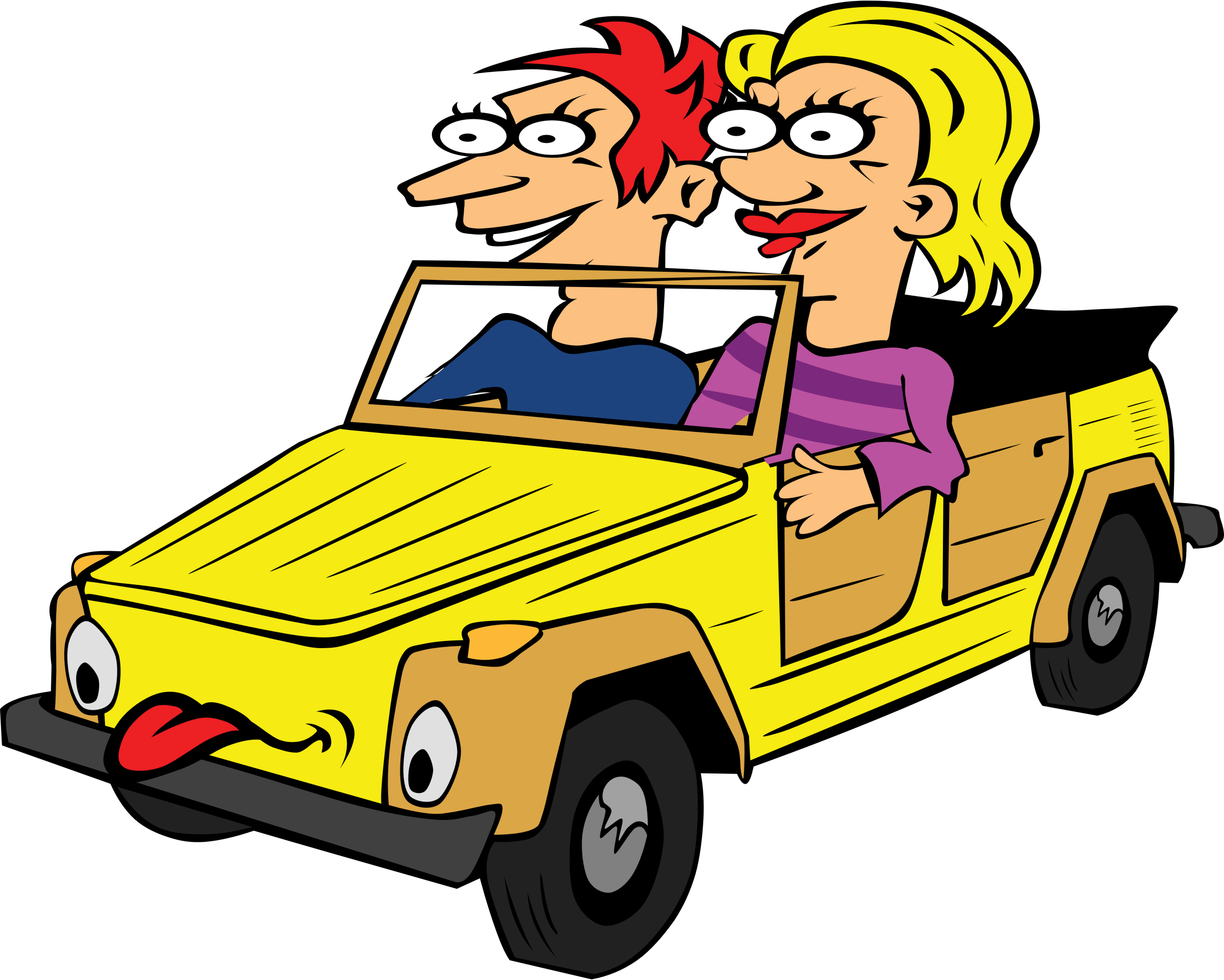 Animated Couple Enjoying Car Ride