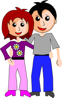 Animated Couple Standing Together