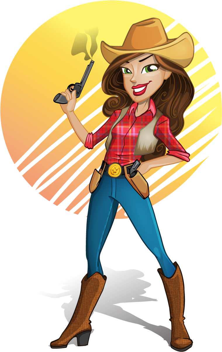 Animated Cowgirl With Gunand Hat