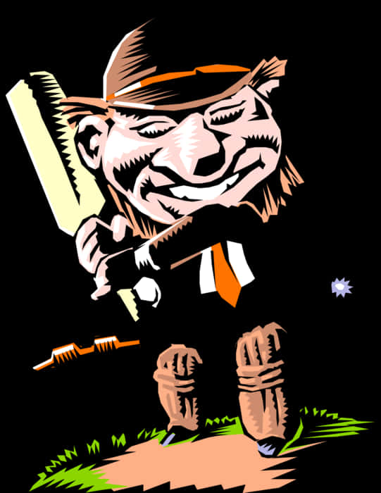 Animated Cricket Batsman Caricature