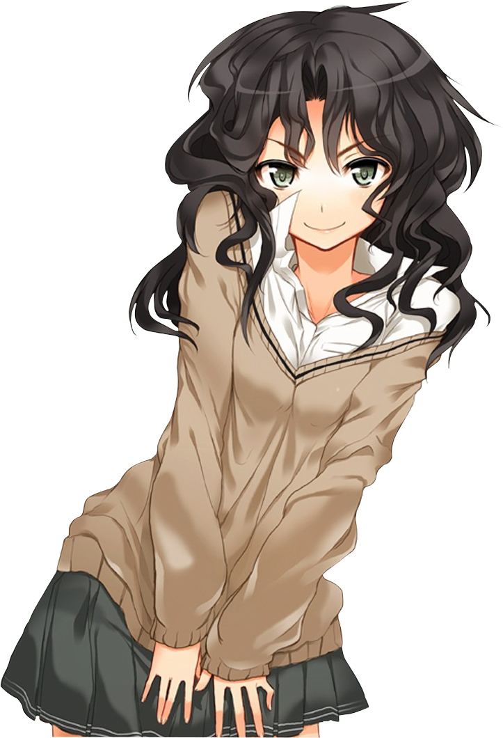 Animated Curly Haired Girl Smiling